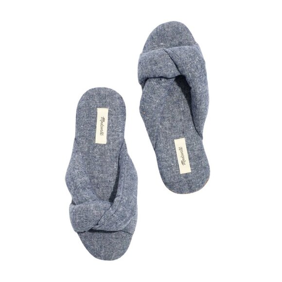 NWT Madewell Indigo Chambray Crisscross Scuff Slippers Size 5 - Picture 1 of 4